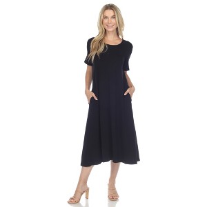 White Mark Women's Short Sleeve Midi Dress - 1 of 4