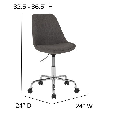 Mid-Back Dark Gray Fabric Swivel Task Office Chair with Chrome Base