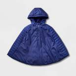 Girls' Adaptive Quilted Cape Jacket - Cat & Jack™ Navy Blue
