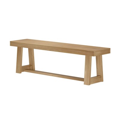 Blonde Wirebrush Solid Wood Farmhouse Dining Bench, 60 Inch