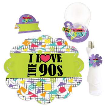Big Dot of Happiness 90’s Throwback - 1990s Party Paper Charger and Table Decorations - Chargerific Kit - Place Setting for 8