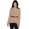 JENNIE LIU Women's 100% Pure Cashmere 4-ply Cable-knit Drape-front Open Cardigan Sweater - 3 of 3