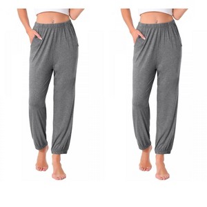 INSPIRE CHIC Women 2 Pcs Pajama Pants Soft Comfy Ankle Length Elastic Waistband With Pocket - 1 of 4