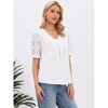 INSPIRE CHIC Women's Lace Short Sleeve V Neck Front Pleat Cutout Dressy Casual Blouses - 4 of 4