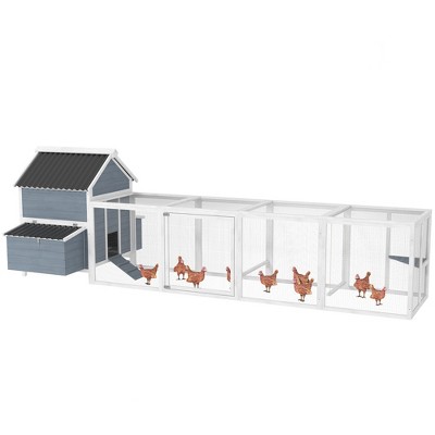 PawHut Extra Large Chicken Coop with 2 Nesting Box, 156" Wooden Hen House Poultry Cage with Run Cage & Waterproof Wave Roof, for 10-15 Chickens
