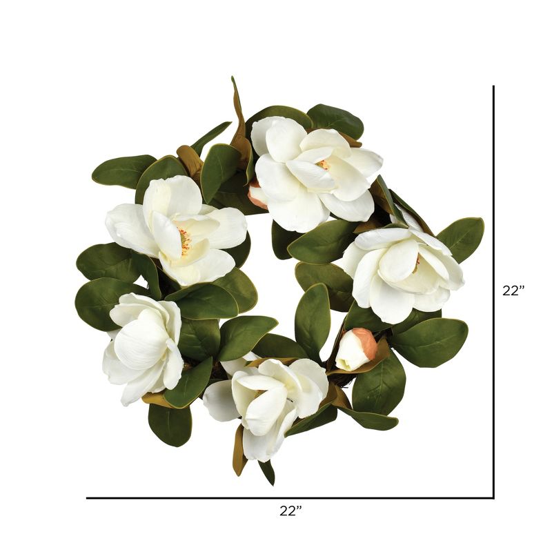 Vickerman 22" Artificial White Magnolia Wreath., 2 of 5