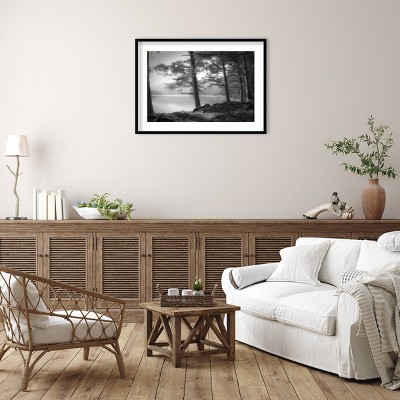 41" x 30" Black and White Scottish Lake Framed Landscape Print