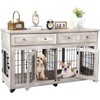 Dog Crate Furniture for 2 Dogs,Large Dog Crate Furniture,58 Inch 2 in 1 Wooden End Table with 5 Doors & Storage Drawers - 2 of 4