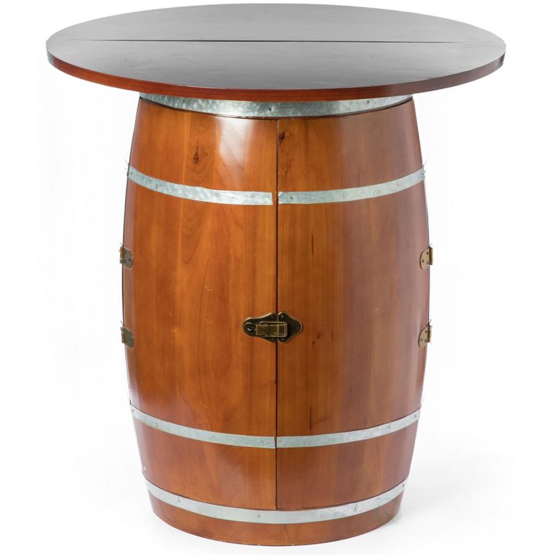 Vintiquewise Wine Barrel Round Table Wine Storage Cabinet, 5 of 11
