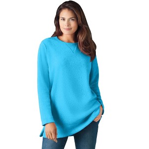 Woman Within High Pile Fleece Sweatshirt - 1 of 4