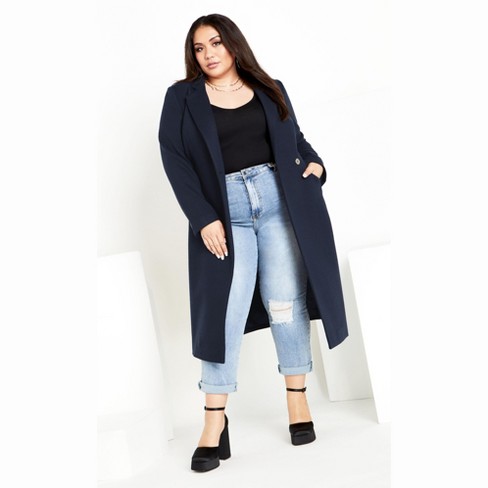 City Chic | Women's Plus Size Coat Mia - Navy - 12 Plus : Target