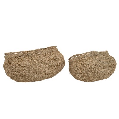 Natural Seagrass Handwoven Storage Baskets with Handles, Set of 2