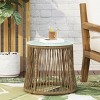 GDFStudio Helmville Outdoor Wicker and Iron Side Table, Light Brown - 2 of 4