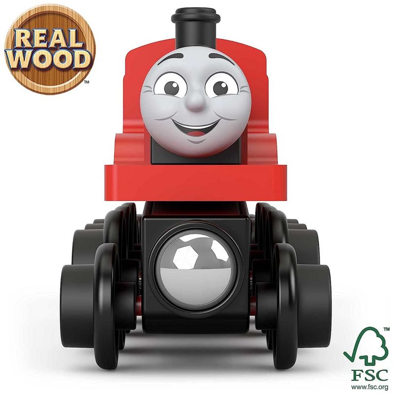 Thomas & Friends Wooden Railway Toy Train James Wood Engine & Coal Car For Toddlers and Preschool kids 2 Years and Older, Red, 3 of 7