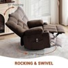 Swivel Rocker Recliner Chair with Massage and Heat, Oversize Ergonomic Lounge Single Sofa with Side Pocket & Cup Holders - 4 of 4