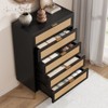 5 Drawer Rattan Dresser, Tall Narrow Chest of Drawers with Metal Legs, Farmhouse Wooden Storage Cabinet for Bedroom, Living Room, Entryway - 4 of 4