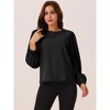 Seta T Women's Elegant Round Neck Chiffon Pleated Long Sleeve Flowy Dressy Business Tops - 3 of 4