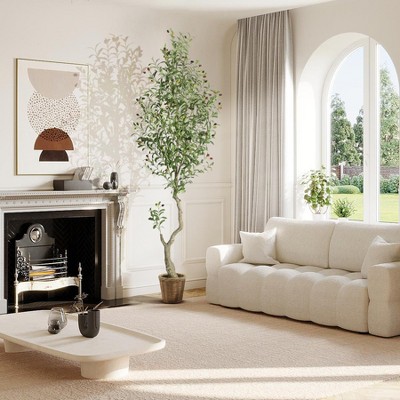 Tall Faux Olive Tree,5ft(60in) Olive Trees Artificial Indoor with White Planter and Green Fake Moss for Home Office Living Room