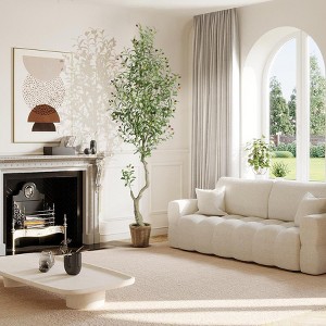 Tall Faux Olive Tree,5ft(60in) Olive Trees Artificial Indoor with White Planter and Green Fake Moss for Home Office Living Room - 1 of 4