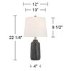 360 Lighting Unity 22 1/4" High Small Modern Accent Table Lamps Set of 2 Black Ceramic White Shade Living Room Bedroom Bedside Nightstand House Office - 4 of 4