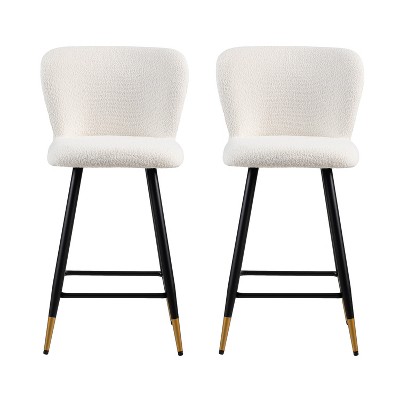 Christopher Knight Home Serein 26'' Modern Upholstered Bar Stools with Gold-Tipped Metal Legs (Set of 2)