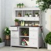 Gulches Rustic White and Gray Garden Potting Bench with Planter Stands and Holders - 2 of 4