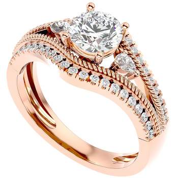 Pompeii3 1 1/3Ct Diamond & Moissanite Designed Accent Engagement Ring in 10k Gold