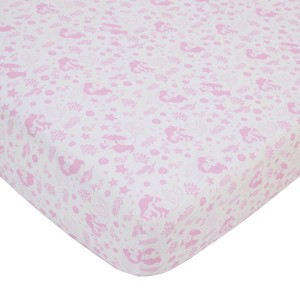 NoJo Disney The Little Mermaid Pink and White Ariel Cute by Nature Fitted Crib Sheet - 1 of 4