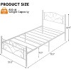 coucheta Twin Bed Frame,  Steel Slats Support, No Box Spring Needed, White. - 2 of 4