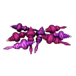 Northlight Shatterproof 4-Finish Finial Christmas Ornaments - 7" - Purple - 8ct - 1 of 1