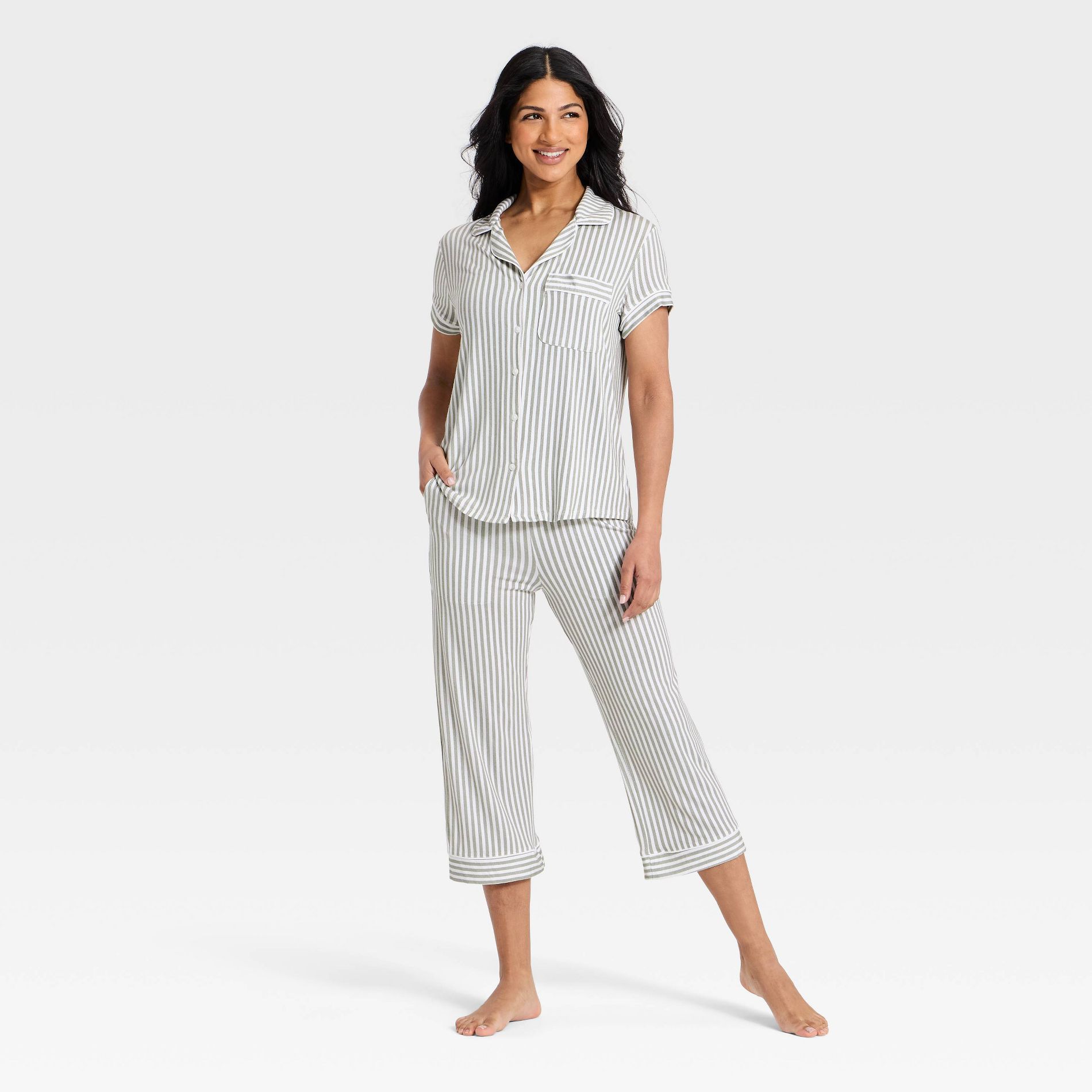Women's Cloud Knit Modal Short Sleeve Notch Collar Top and Shorts Pajama Set - Auden™
