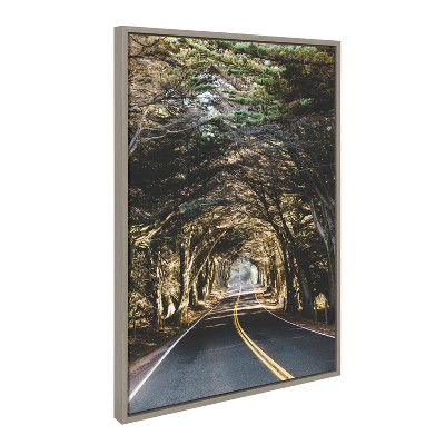 Road Tripping Forest Landscape Framed Canvas Print, 23x33, Gray