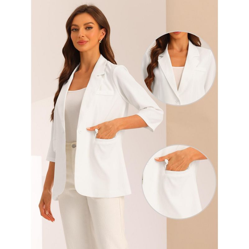 Allegra K Women's Work Office Lapel Collar Dressy Casual Suit Stretch Blazer, 2 of 6