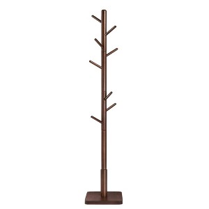VASAGLE 8 Hooks Solid Wood Coat Rack Wood Hall Tree Coat Rack Stand with Stable Square Base 3 Height Options Office - 1 of 4