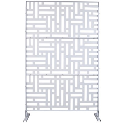 Grungis Matrix Metal Decorative Patio Screens,Freestanding Privacy Fence Panels Screen with Striped Rectangle Pattern for Balcony,76" H×48" W
