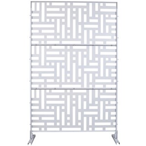 Grungis Matrix Metal Decorative Patio Screens,Freestanding Privacy Fence Panels Screen with Striped Rectangle Pattern for Balcony,76" H×48" W - 1 of 4