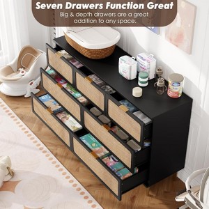 Acekool 7 Drawer Rattan Dresser for Bedroom, Tall Chest of Drawers with Wide Top, Storage Organizer - 1 of 4