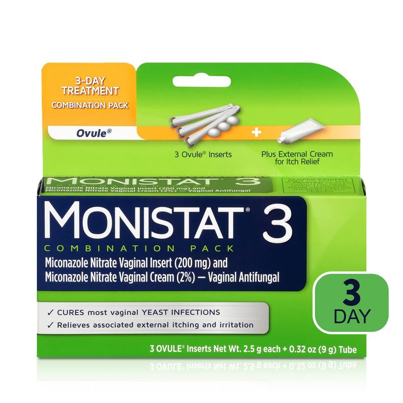 Monistat 3-Dose Yeast Infection Treatment, 3 Ovule Inserts &#38; External Itch Cream, 1 of 14