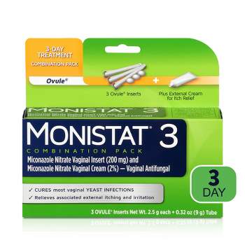 Monistat 3-Dose Yeast Infection Treatment, 3 Ovule Inserts & External Itch Cream