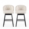 Set of 2 Swivel Bar Stools,PU Leather Upholstered Bar Stools with Wood Legs for Kitchen Island,360° Swivel Button Tufted Bar Stools-Koiai - 3 of 4
