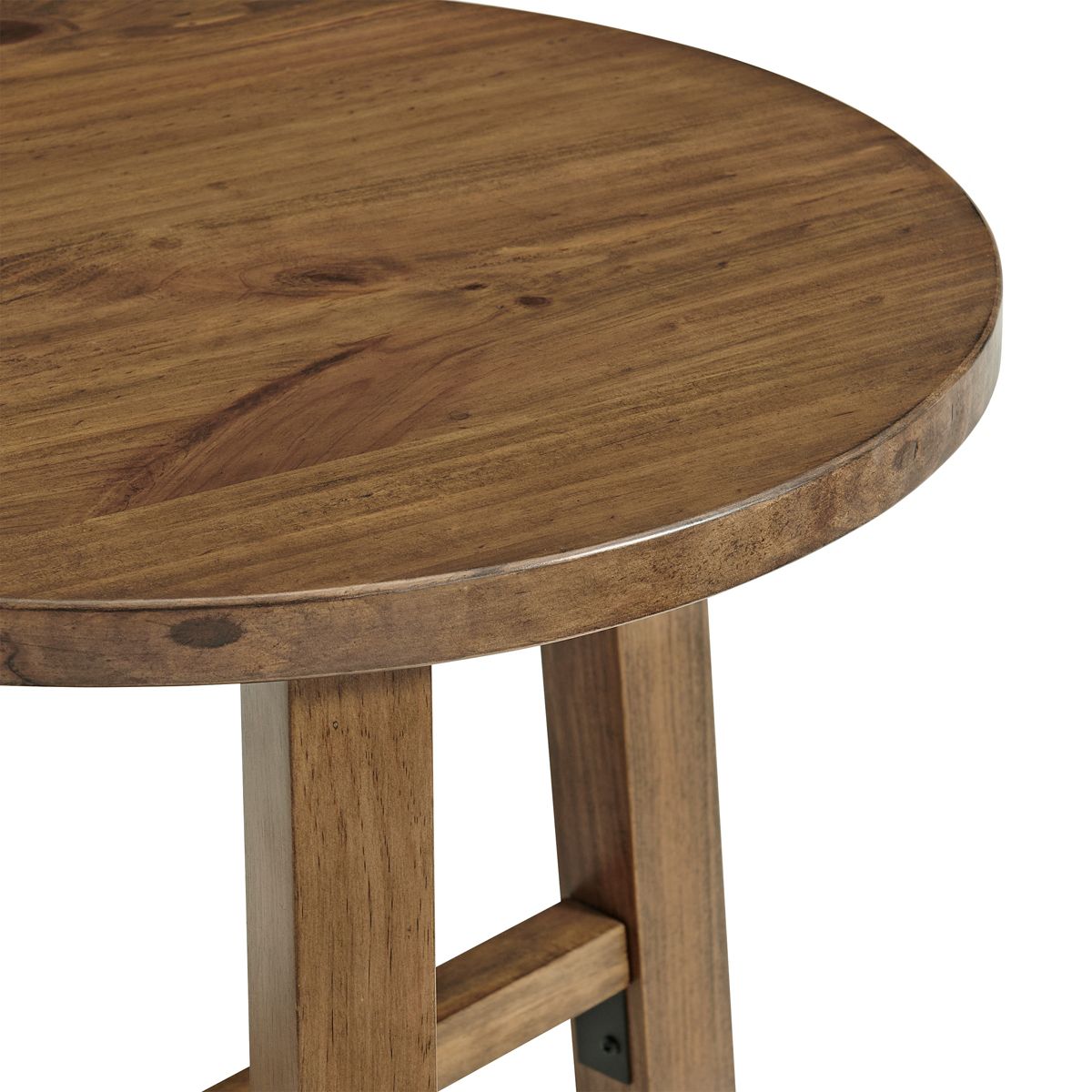 Alaterre Furniture Newbury Collection 20-Inch Round End Table or Nightstand, Solid Wood Farmhouse Accent Table, Pecan Finish - thumbnail 8