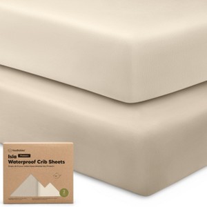 KeaBabies Isla Waterproof Crib Sheets for Boys, Girls, 2pk Baby Fitted Crib Sheet, Waterproof Crib Mattress Protector Sheets - 1 of 4