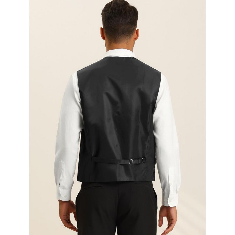 Lars Amadeus Men's V-Neck Business Wedding Satin Suit Vest with Bow Tie Set, 3 of 6