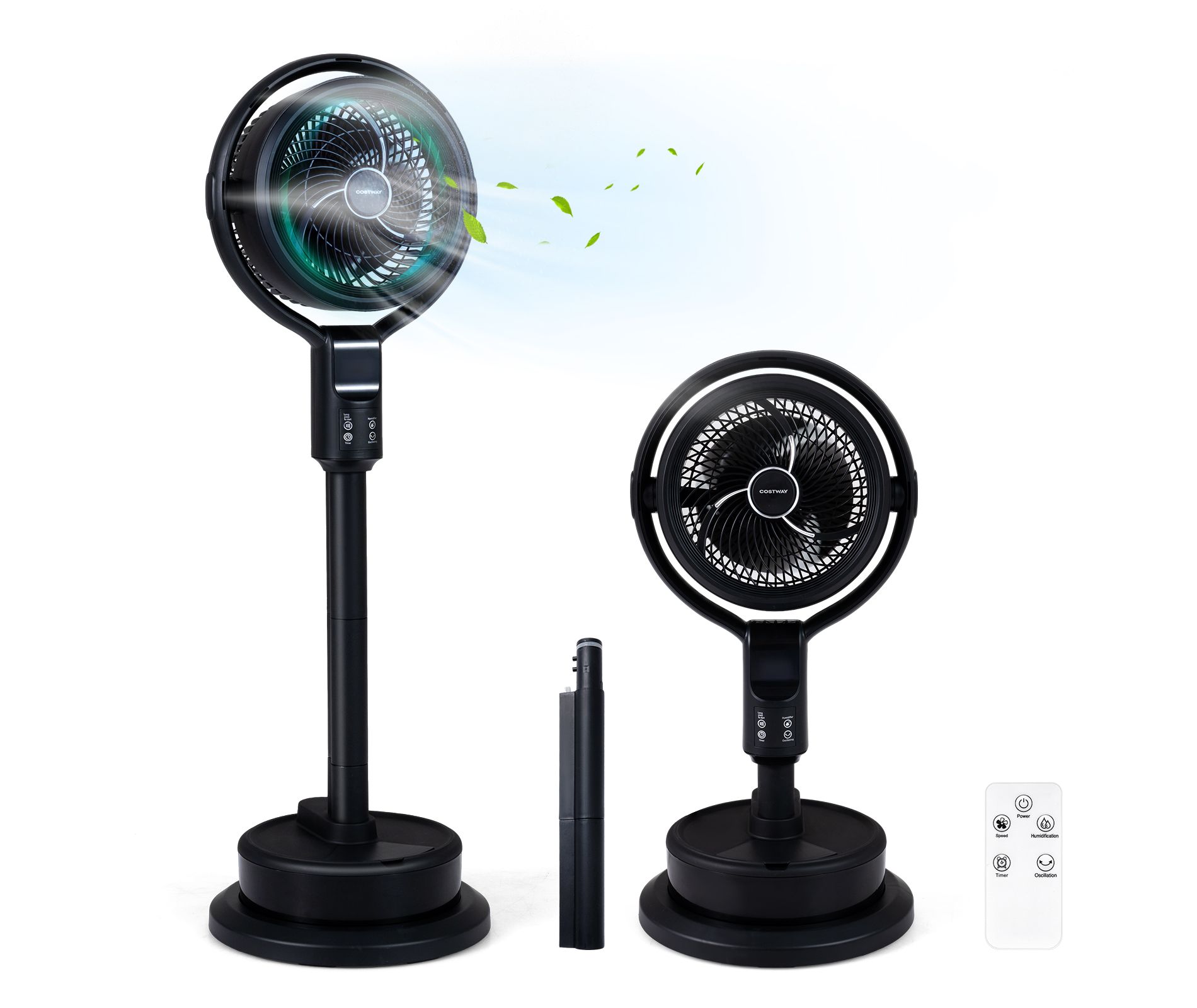 Costway Misting Pedestal Fan, Air Circulator with 90° Auto Oscillation, Floor Standing Fan Black/White