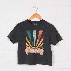 Simply Sage Market Women's Retro Peachy Relaxed Fit Cropped Tee - 1 of 3
