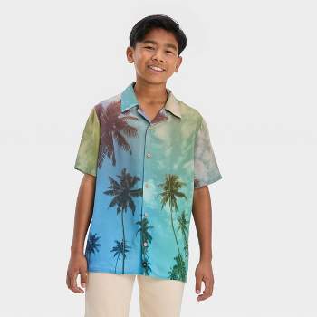 Boys' Palm Tree Short Sleeve Button-Down Shirt - art class™