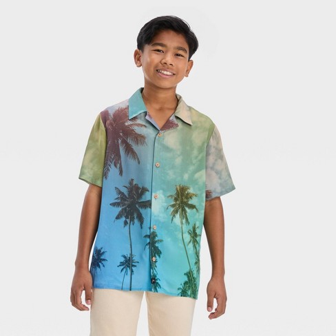 Donau mærke Skalk Boys' Palm Tree Short Sleeve Button-down Shirt - Art Class™ : Target