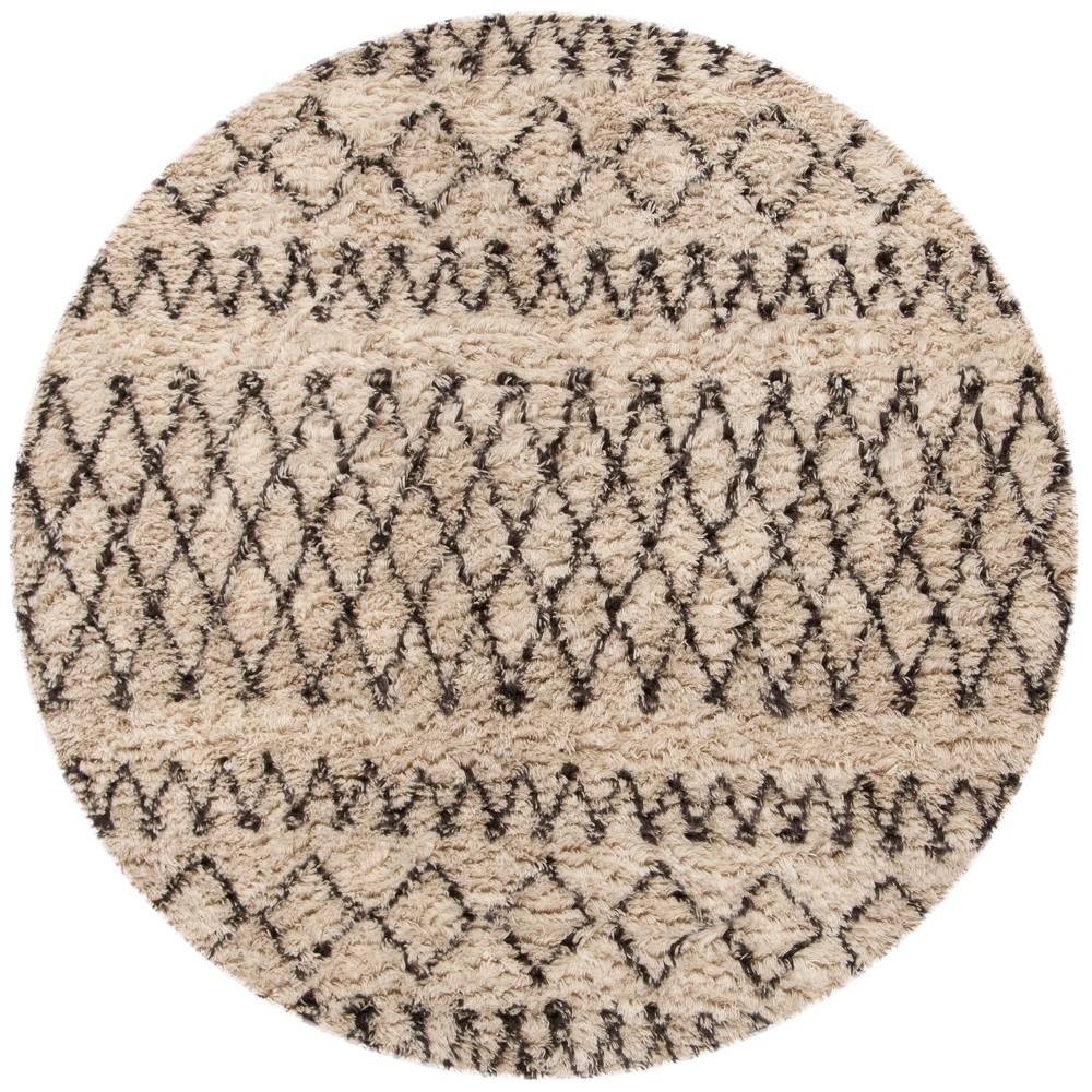 6' Geometric Design Round Area Rug Ivory/Dark Brown - Safavieh