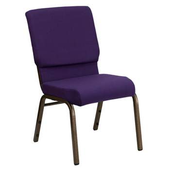 Flash Furniture HERCULES™ Series Auditorium Chair - Stacking Padded Chair - 19inch Wide Seat - Royal Purple Fabric/Gold Vein Frame