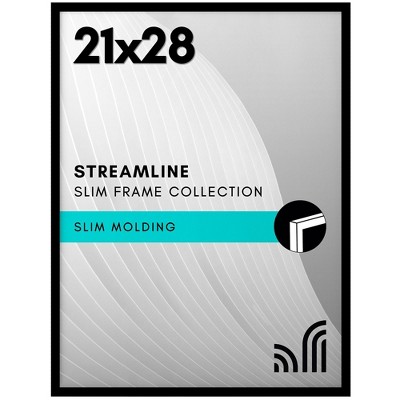 Americanflat 21x28 Poster Frame with Polished Plexiglass - Streamline - Thin Border Picture Frame - Hanging Hardware Included - Black